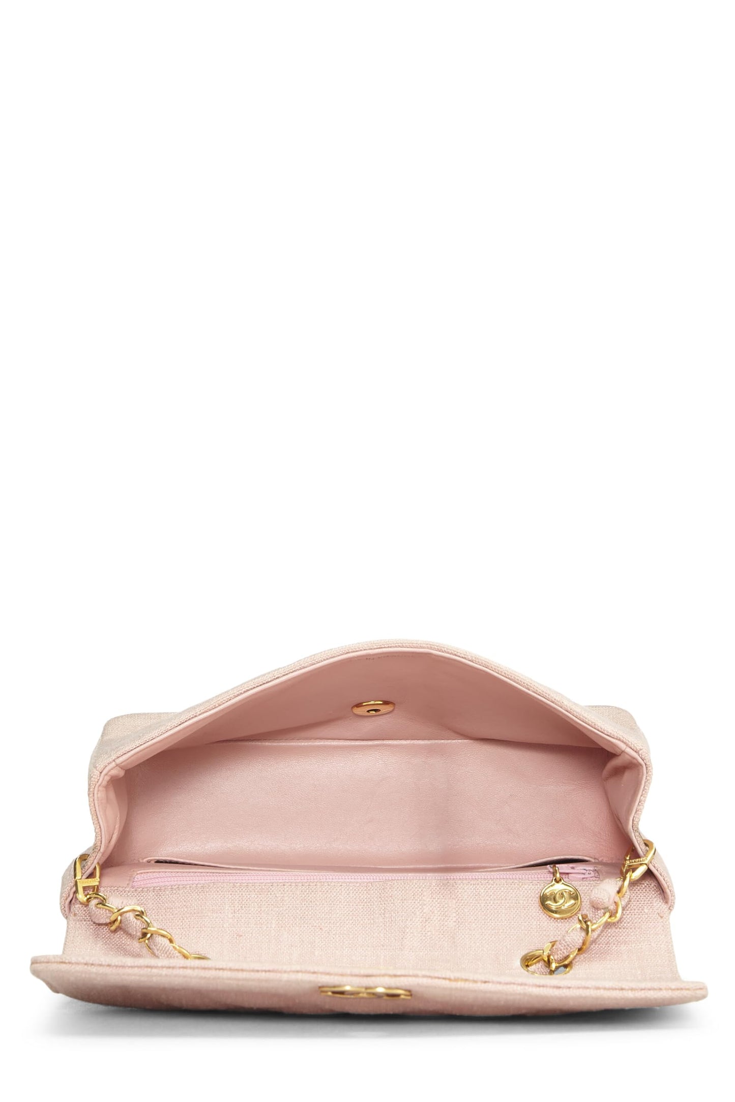 Chanel, Diana Flap Small en lin rose d'occasion, rose