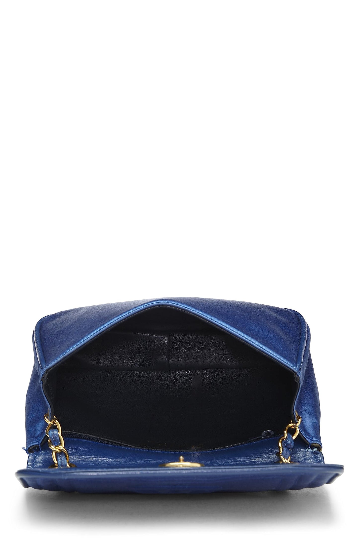 Chanel, Pre-Loved Blue Satin Triborder Flap Mini, Blue