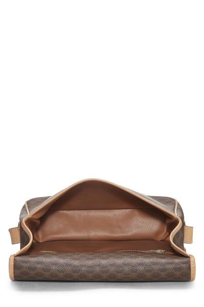 Céline, Pre-Loved Brown Coated Canvas Macadam Shoulder Bag, Brown