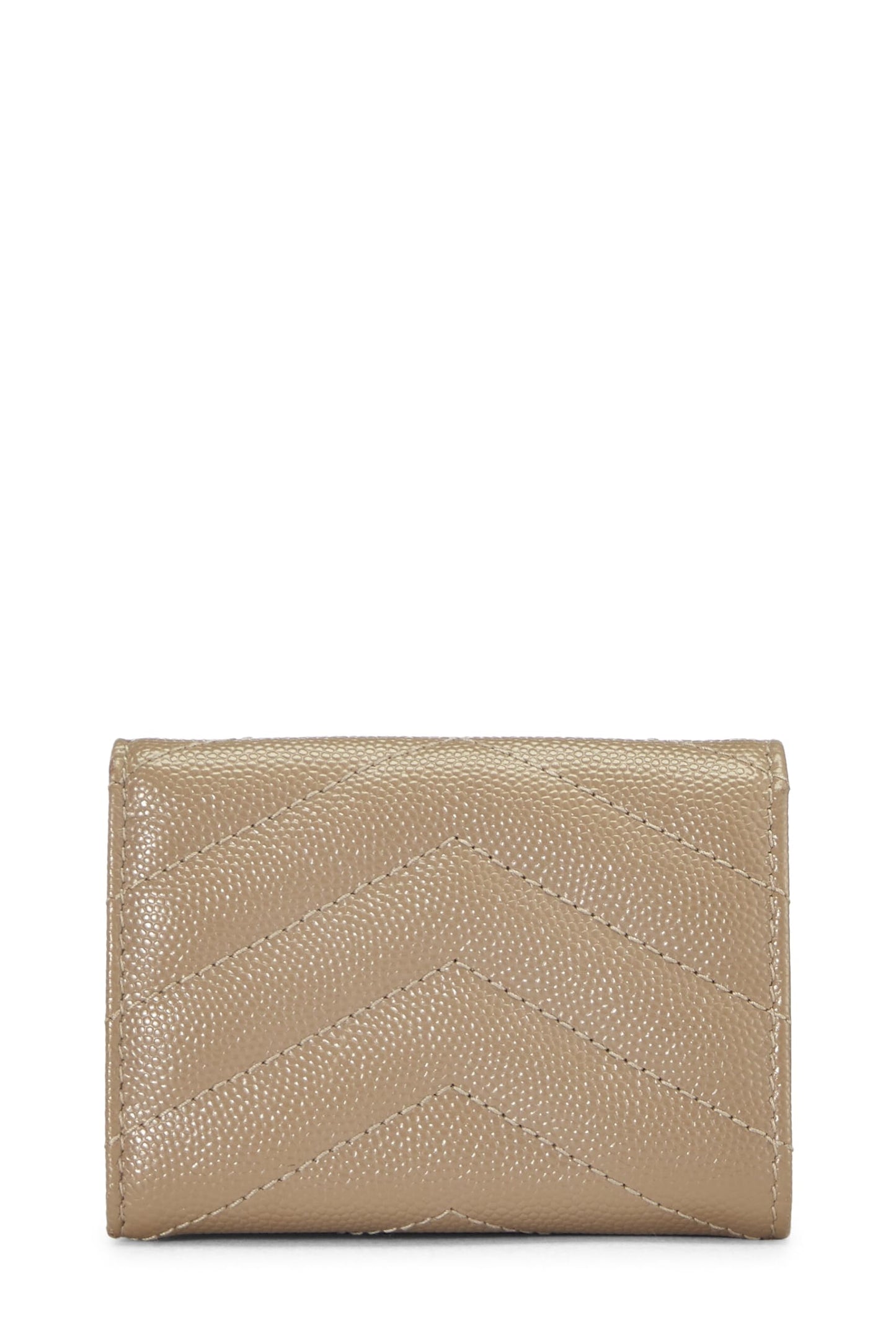 Yves Saint Laurent, portefeuille enveloppe beige granuleux d'occasion, petit modèle, beige