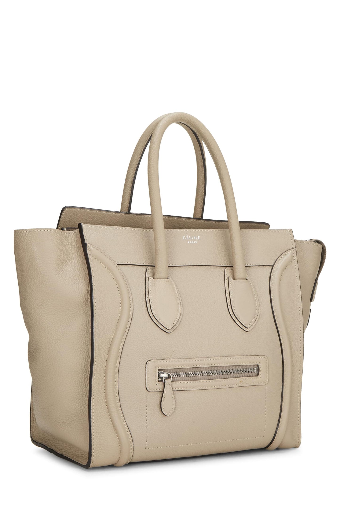 Céline, Mini valise en cuir de veau foulonné beige d'occasion, beige