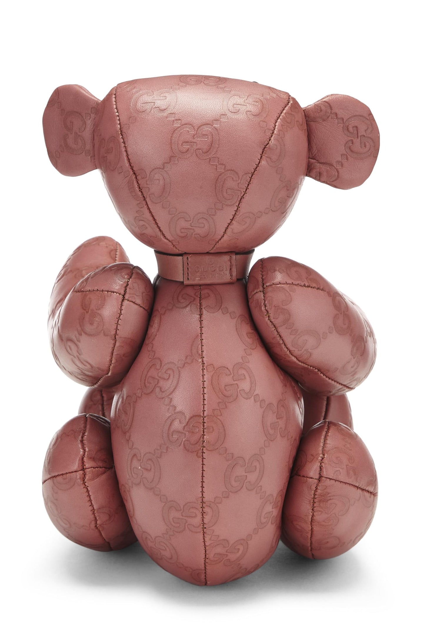 Gucci, Osito de peluche de cuero Guccissima rosa Pre-Loved, Rosa