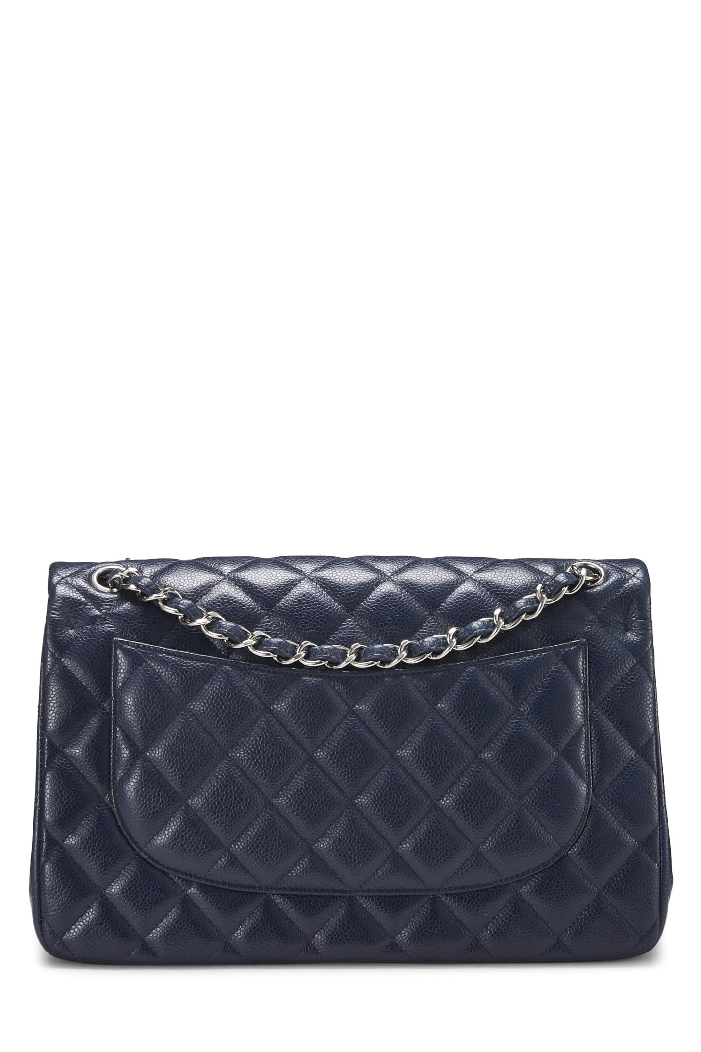 Chanel, Pre-Loved Navy Caviar acolchado New Classic Jumbo con doble solapa, Azul marino