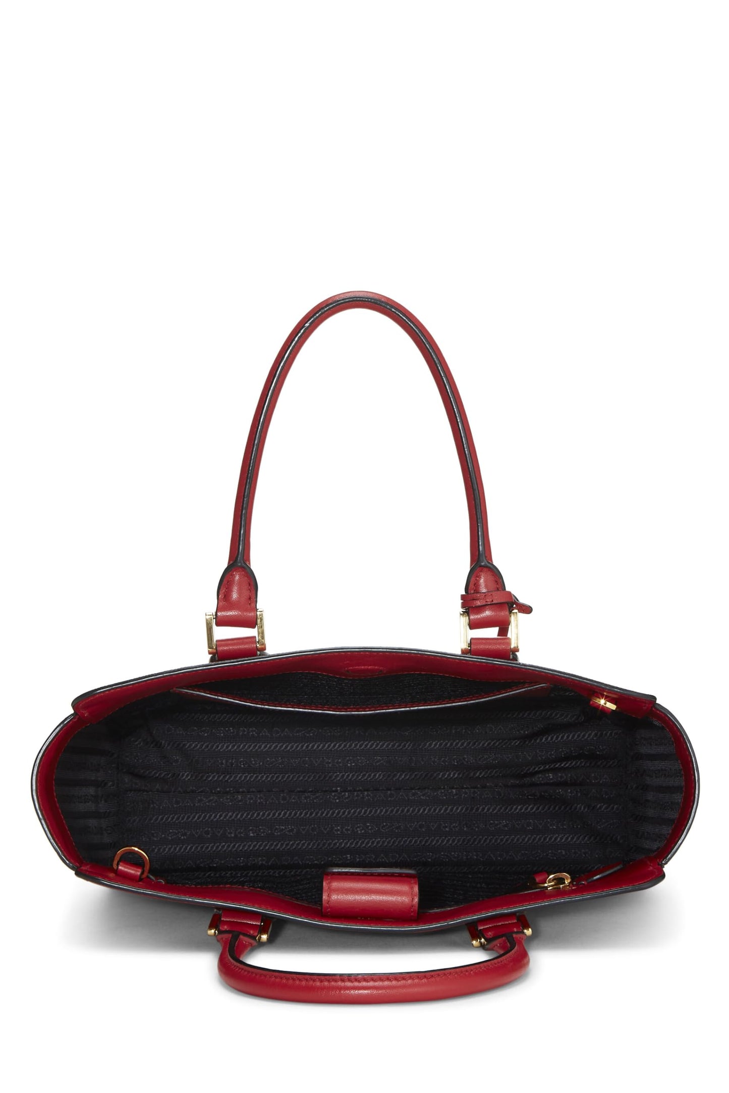 Prada, sac à main convertible en cuir Saffiano rouge d'occasion, petit modèle, rouge