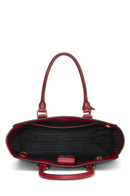 Prada, Pre-Loved Red Saffiano Convertible Handbag Small, Red