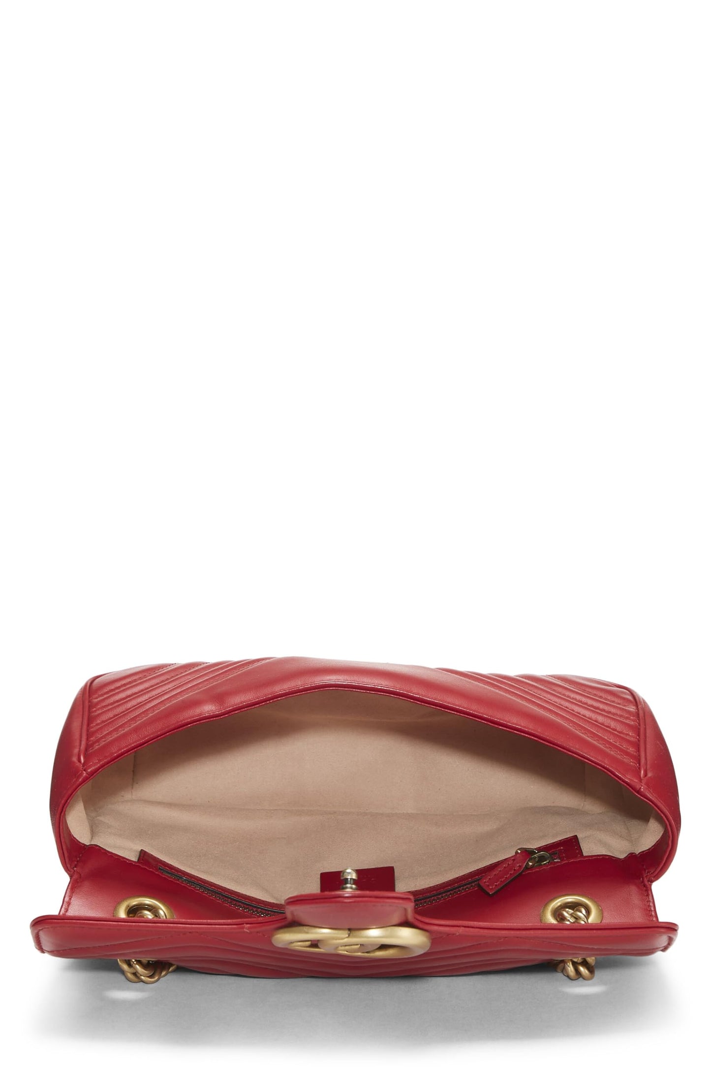 Gucci, Pre-Loved Red Leather GG Marmont Shoulder Bag Small, Red