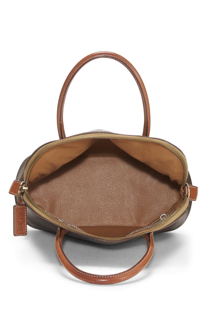 Céline, Pre-Loved Brown Coated Canvas Macadam Handbag, Brown