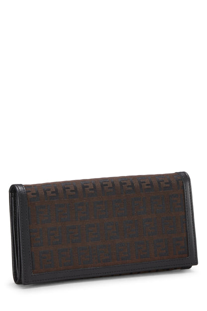 Fendi, Pre-Loved Brown Zucchino Canvas Long Wallet, Brown