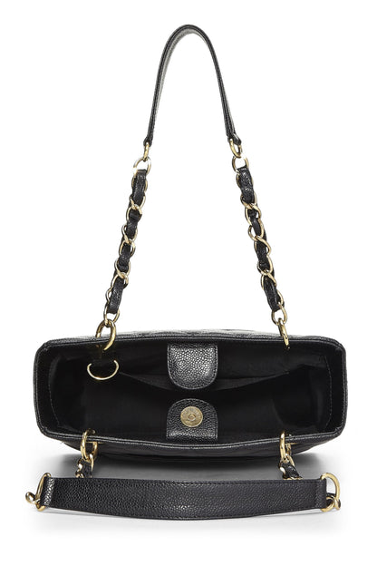 Chanel, Bolso shopping Petite de caviar acolchado negro Pre-Loved (PST), Negro