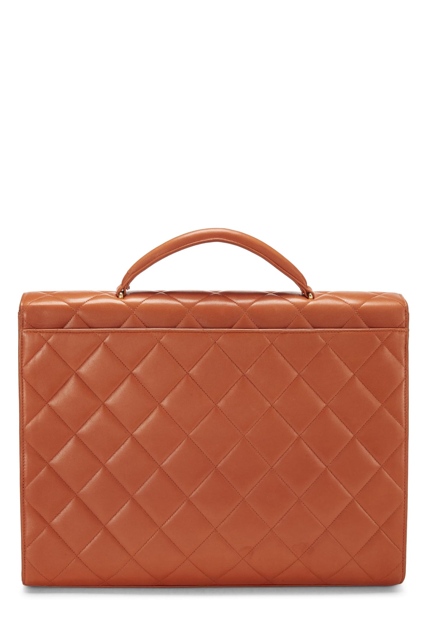 Chanel, Pre-Loved Orange Quilted Lambskin Briefcase, Orange