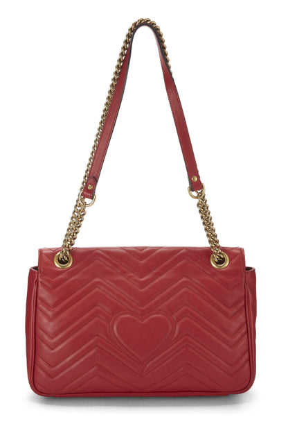 Gucci, Bolso de hombro GG Marmont Matelassé de cuero rojo Pre-Loved, Rojo