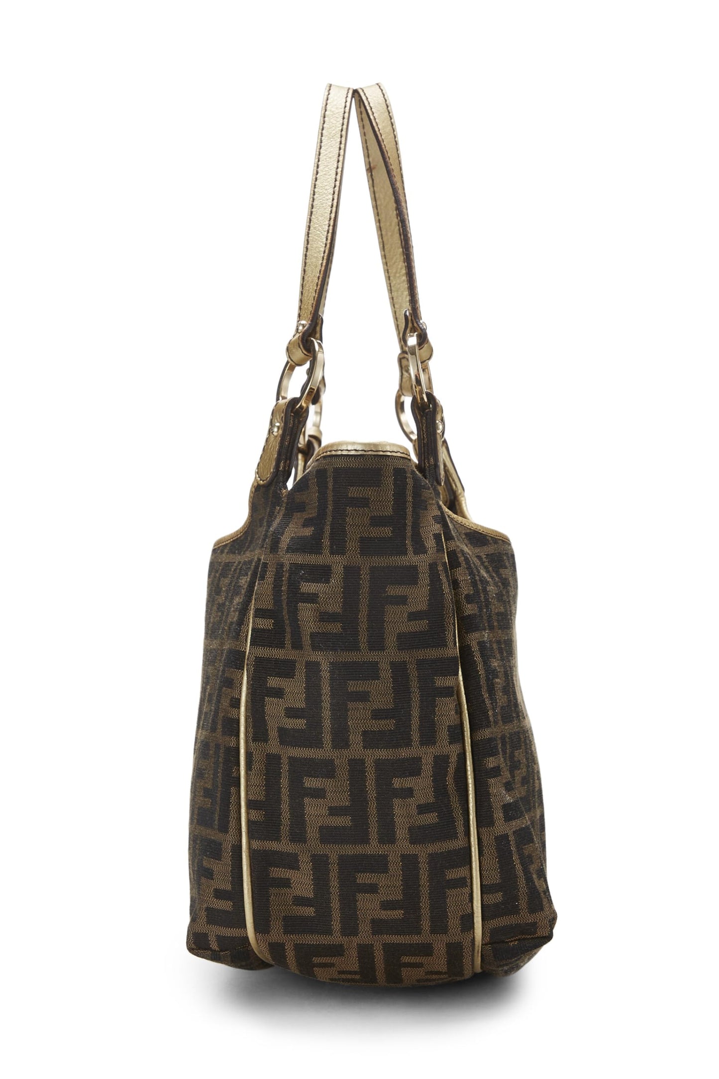 Fendi, Bolso de hombro de lona Zucca dorado Pre-Loved, Dorado