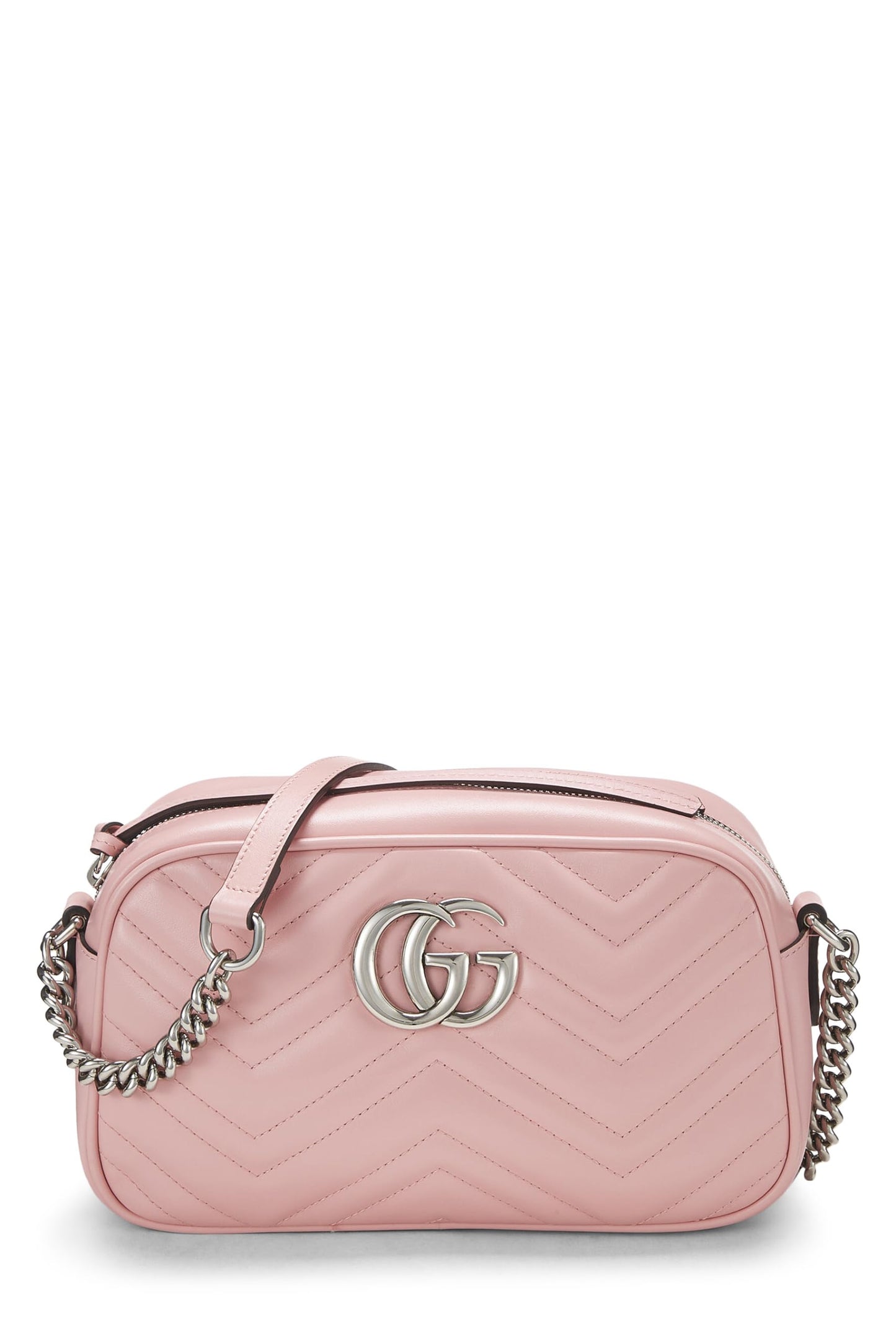 Gucci, Pre-Loved Pink Leather GG Marmont Crossbody Bag Small, Pink