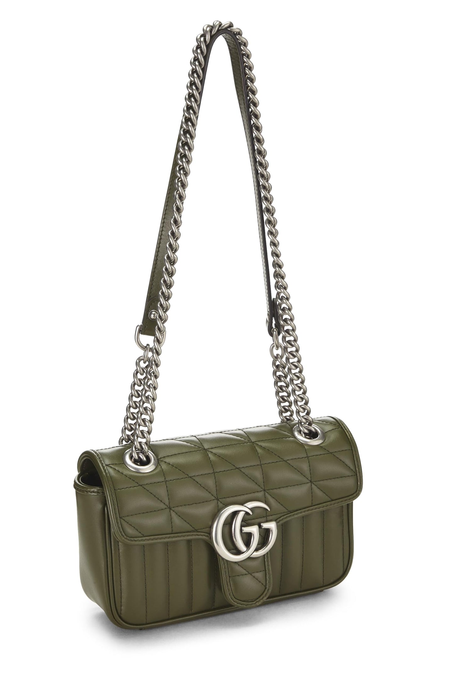 Gucci, Bolso bandolera GG Marmont de cuero verde Pre-Loved, Verde