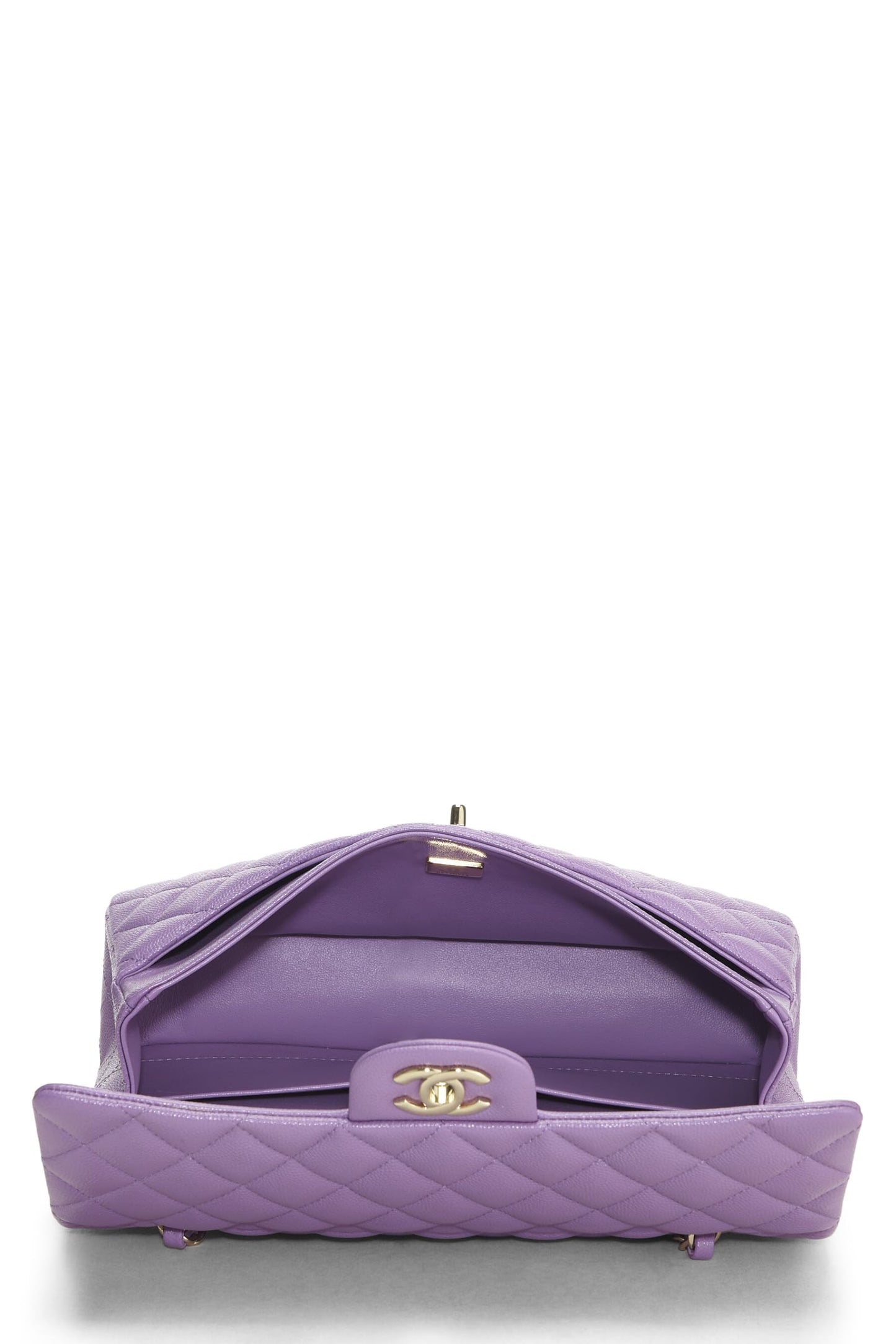 Chanel, Pre-Loved Purple Quilted Caviar Classic Double Flap Medium, Purple