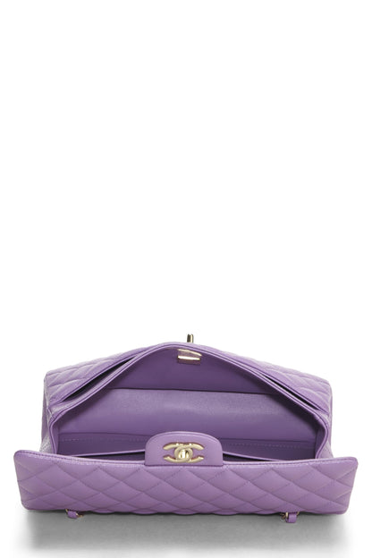 Chanel, Pre-Loved Purple Caviar Classic doble solapa mediana, Púrpura