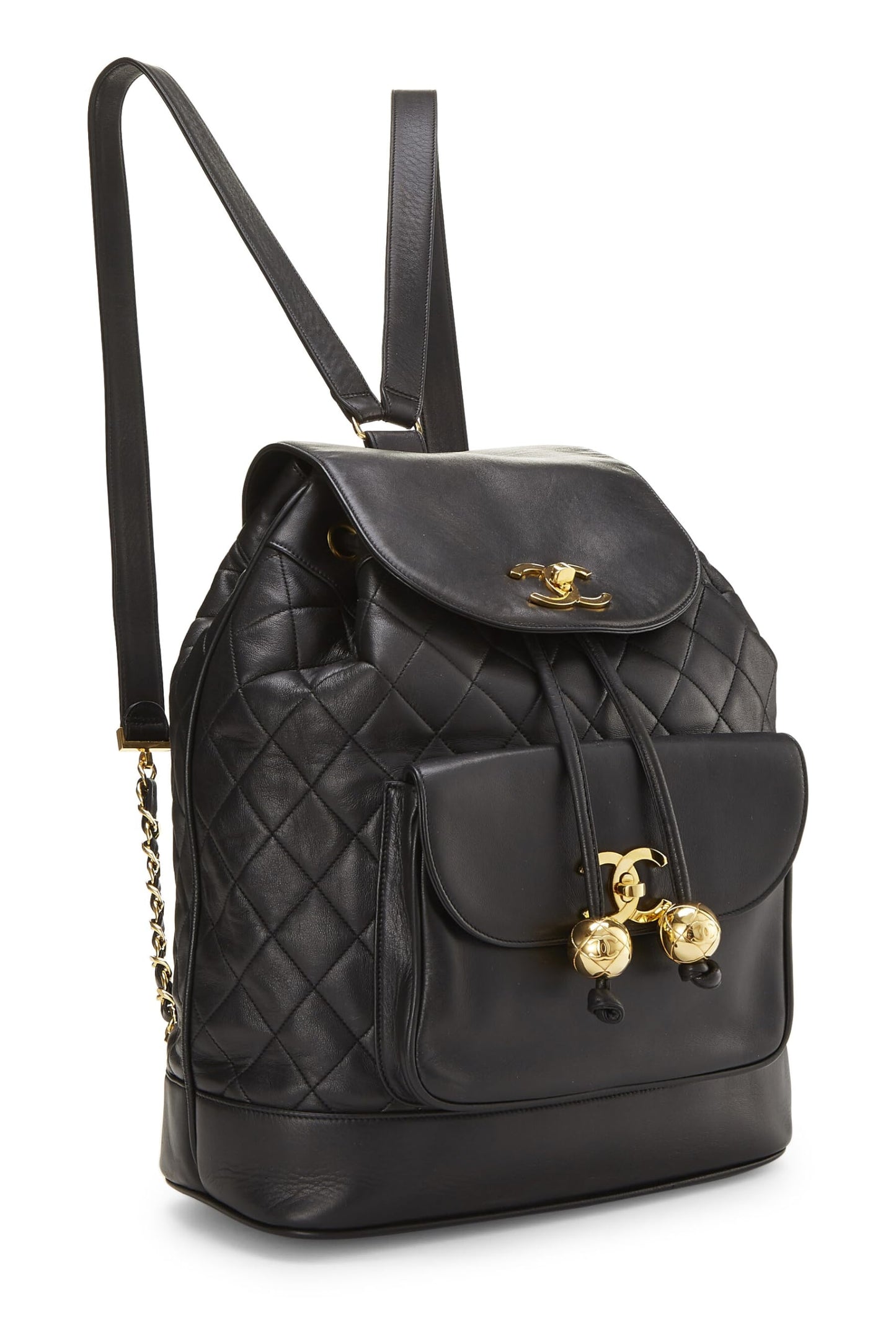 Chanel, Pre-Loved Black Quilted Lambskin Backpack Large, Black