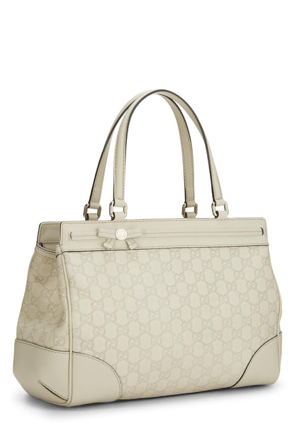 Gucci, sac fourre-tout double Mayfair Guccissima blanc d'occasion, blanc