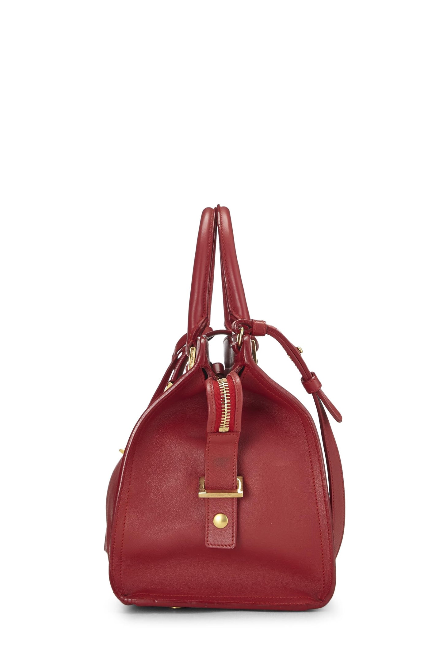 Yves Saint Laurent, Cabas Monogram en cuir de veau souple rouge d'occasion, petit modèle, rouge