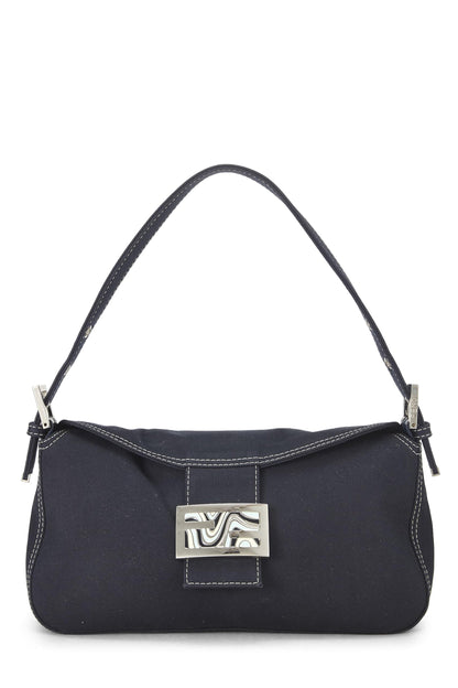 Fendi, Bolso de hombro pequeño de lona azul marino Pre-Loved, Azul marino