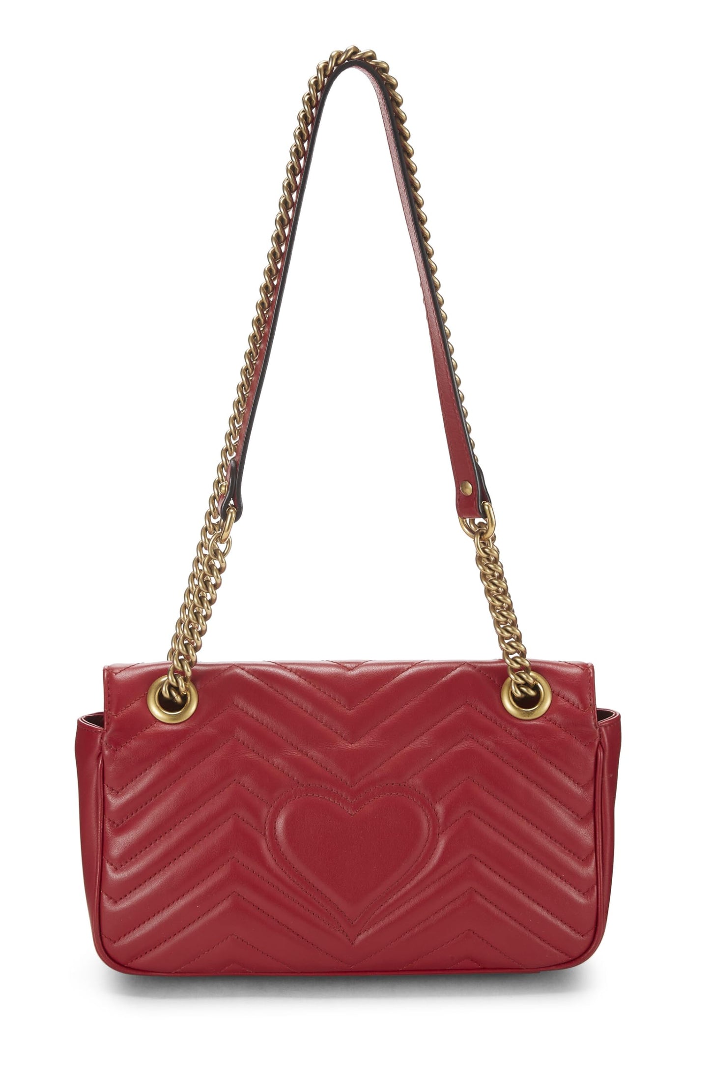 Gucci, Bolso de hombro pequeño GG Marmont de cuero rojo Pre-Loved, Rojo