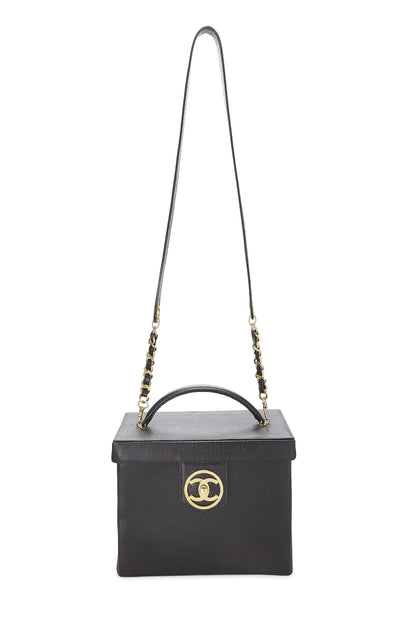 Chanel, Tocador grande Pre-Loved Black Caviar Circle 'CC', negro