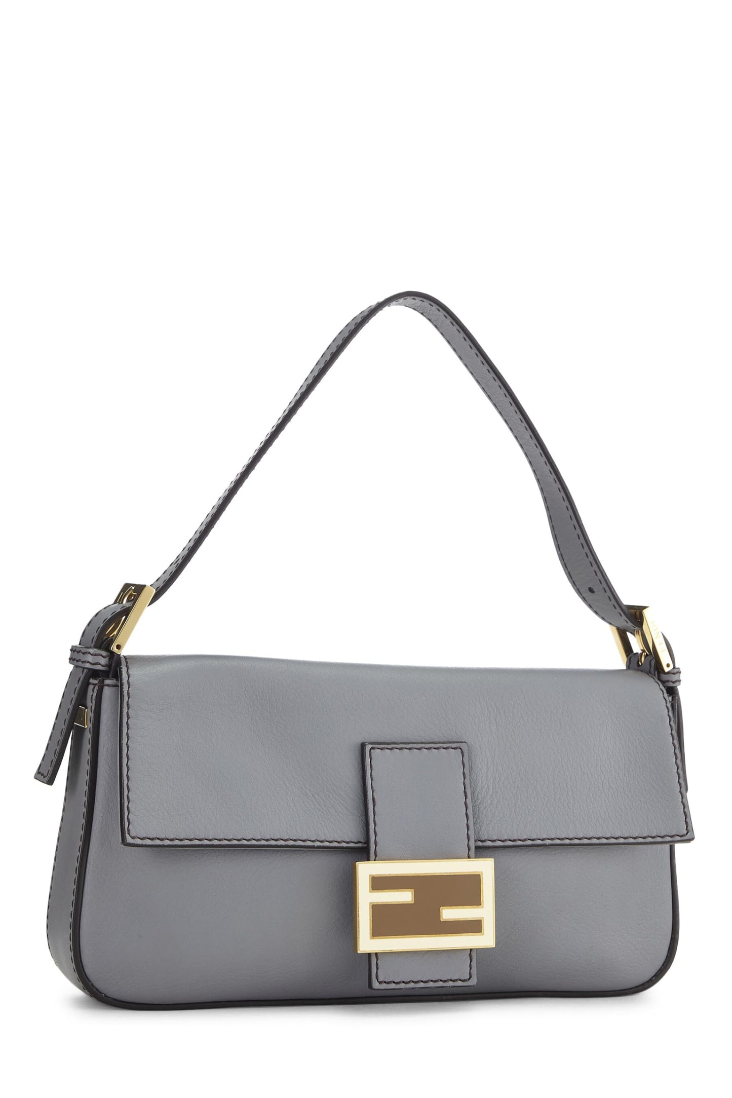 Fendi, Baguette de cuero gris Pre-Loved, Gris