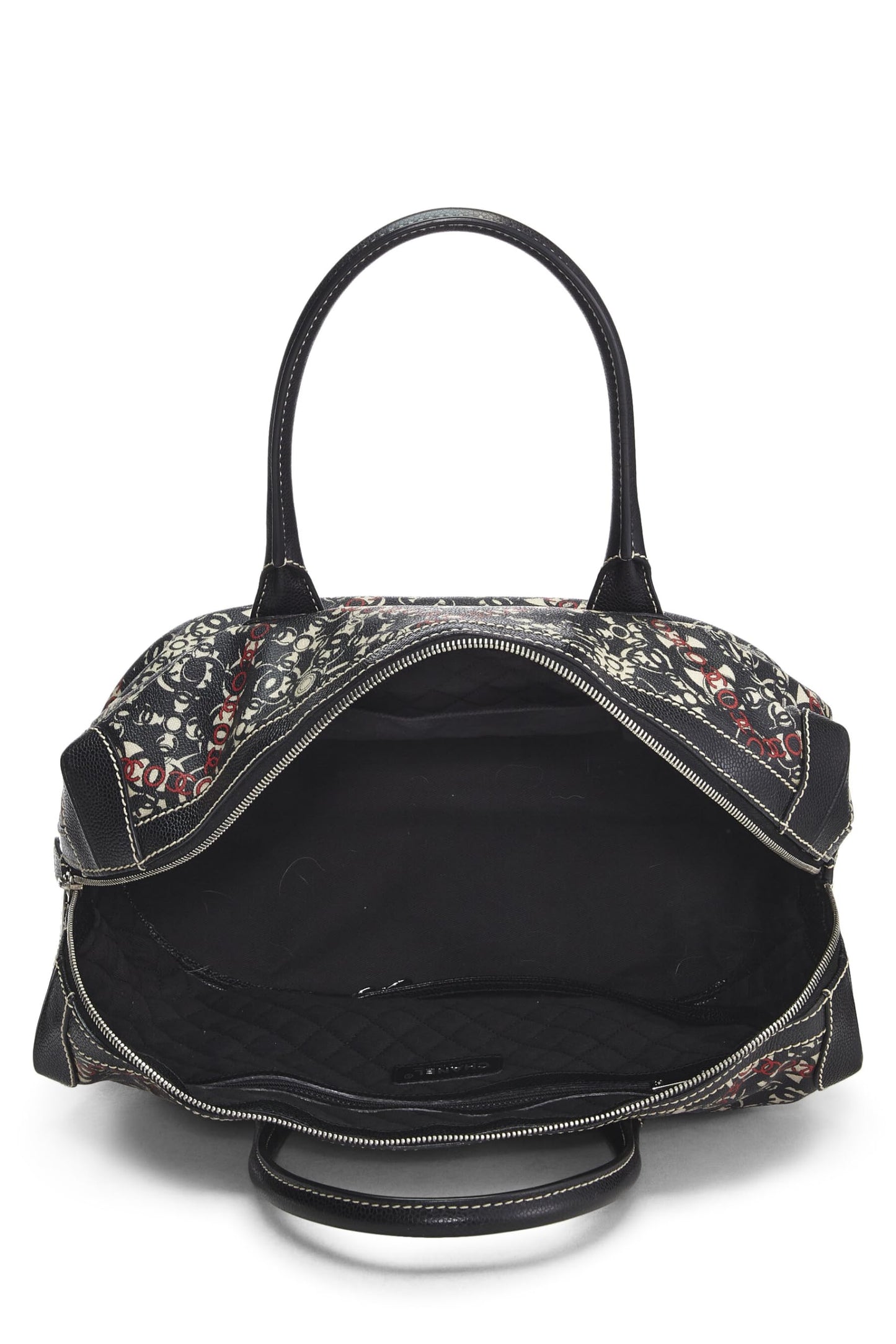 Chanel, sac bowler Optic Coco Medium en toile enduite noire d'occasion, noir