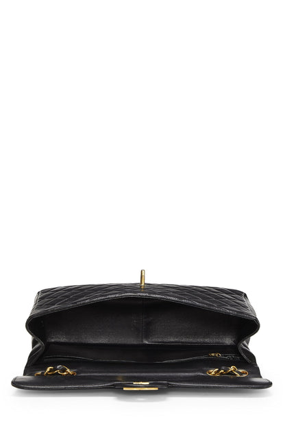 Chanel, Pre-Loved Black Quilted Lambskin Half Flap Jumbo, Black