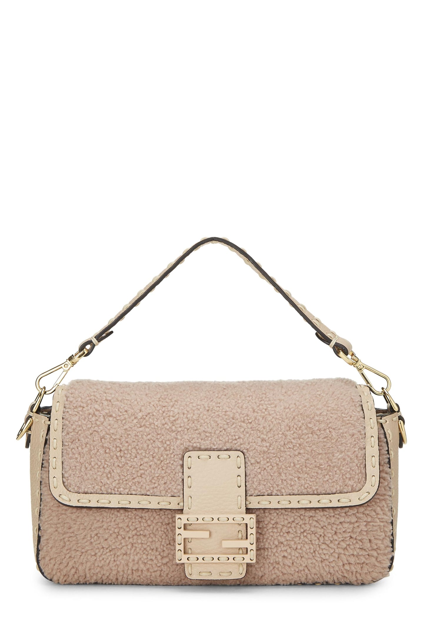 Fendi, sac à bandoulière Baguette en peau de mouton rose d'occasion, rose