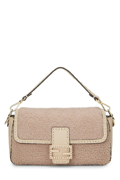 Fendi, Pre-Loved Pink Shearling Baguette Crossbody, Pink