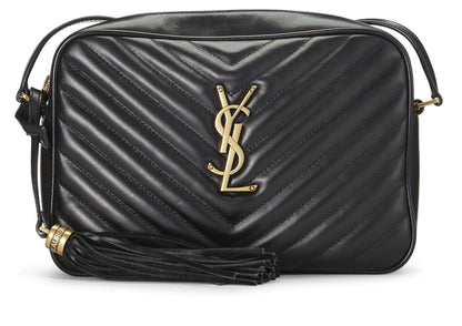 Yves Saint Laurent, sac à main Lou en cuir de veau matelassé noir d'occasion, noir