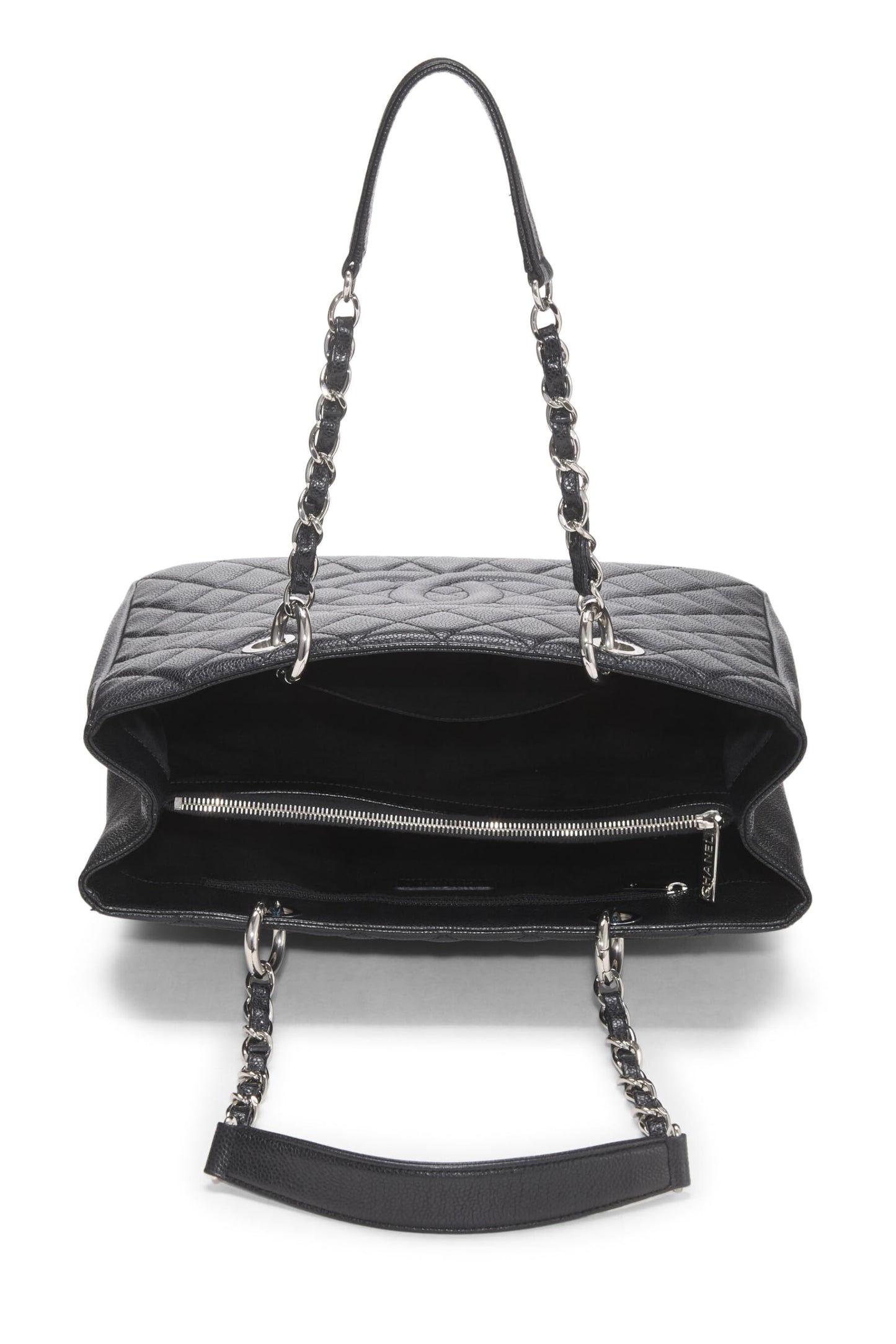 Chanel, Grand sac cabas matelassé noir Caviar d'occasion (GST), noir