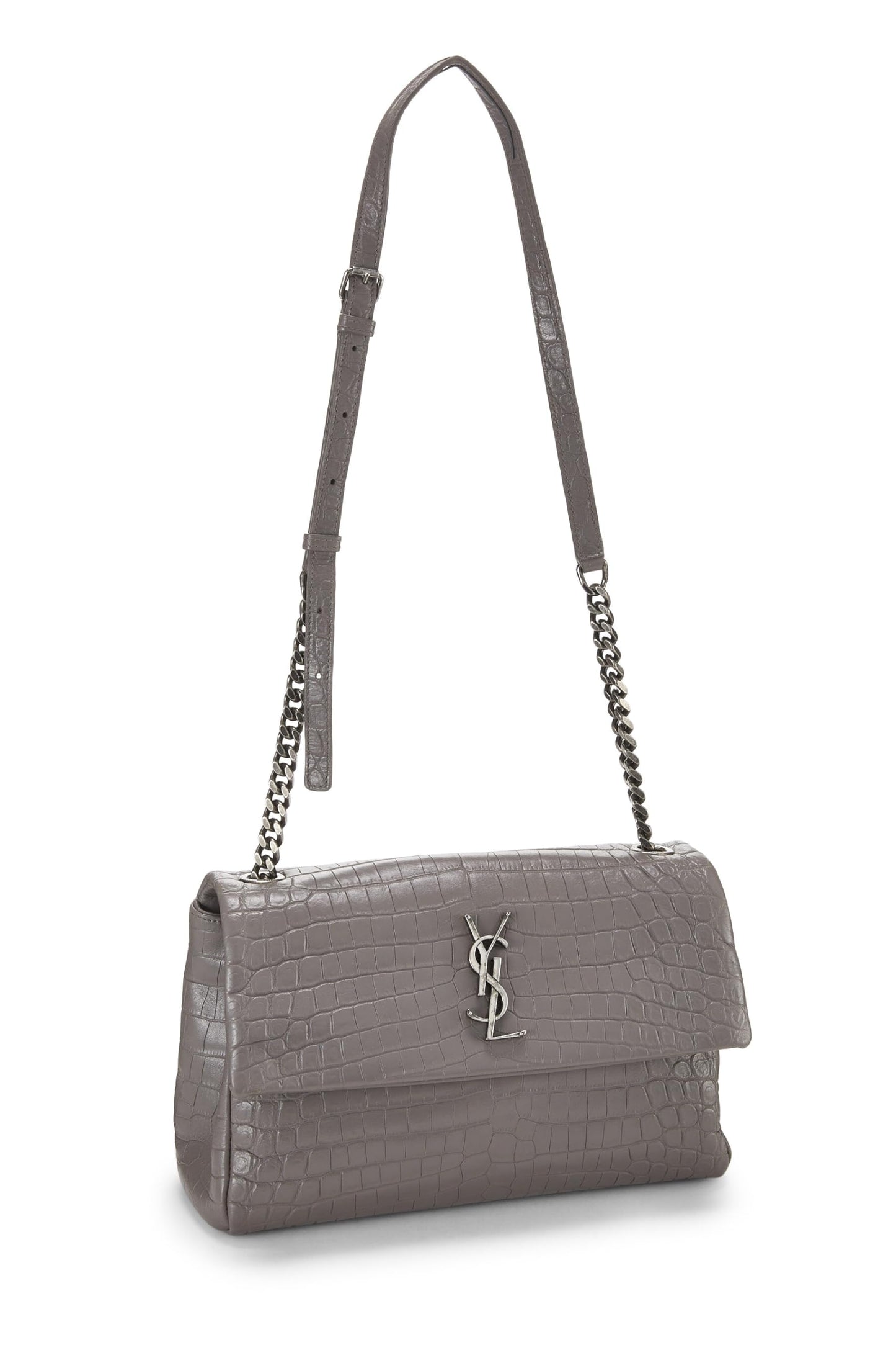 Yves Saint Laurent, Pre-Loved Cocodrilo Gris En Relieve West Hollywood, Gris