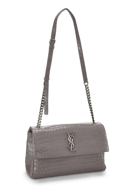 Yves Saint Laurent, West Hollywood gris à motif crocodile d'occasion, gris