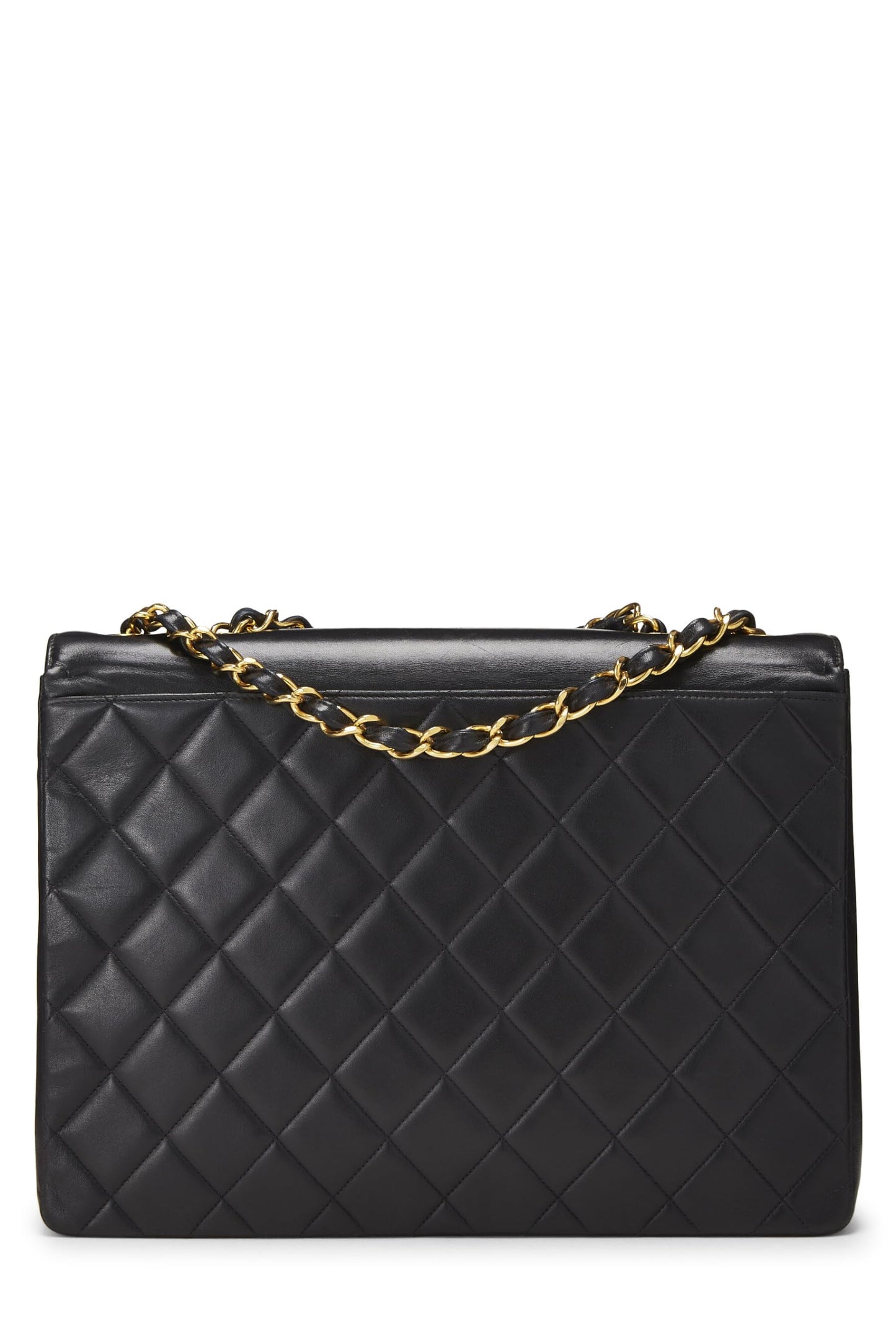 Chanel, Maxi sac à rabat CC en cuir d'agneau noir d'occasion, noir