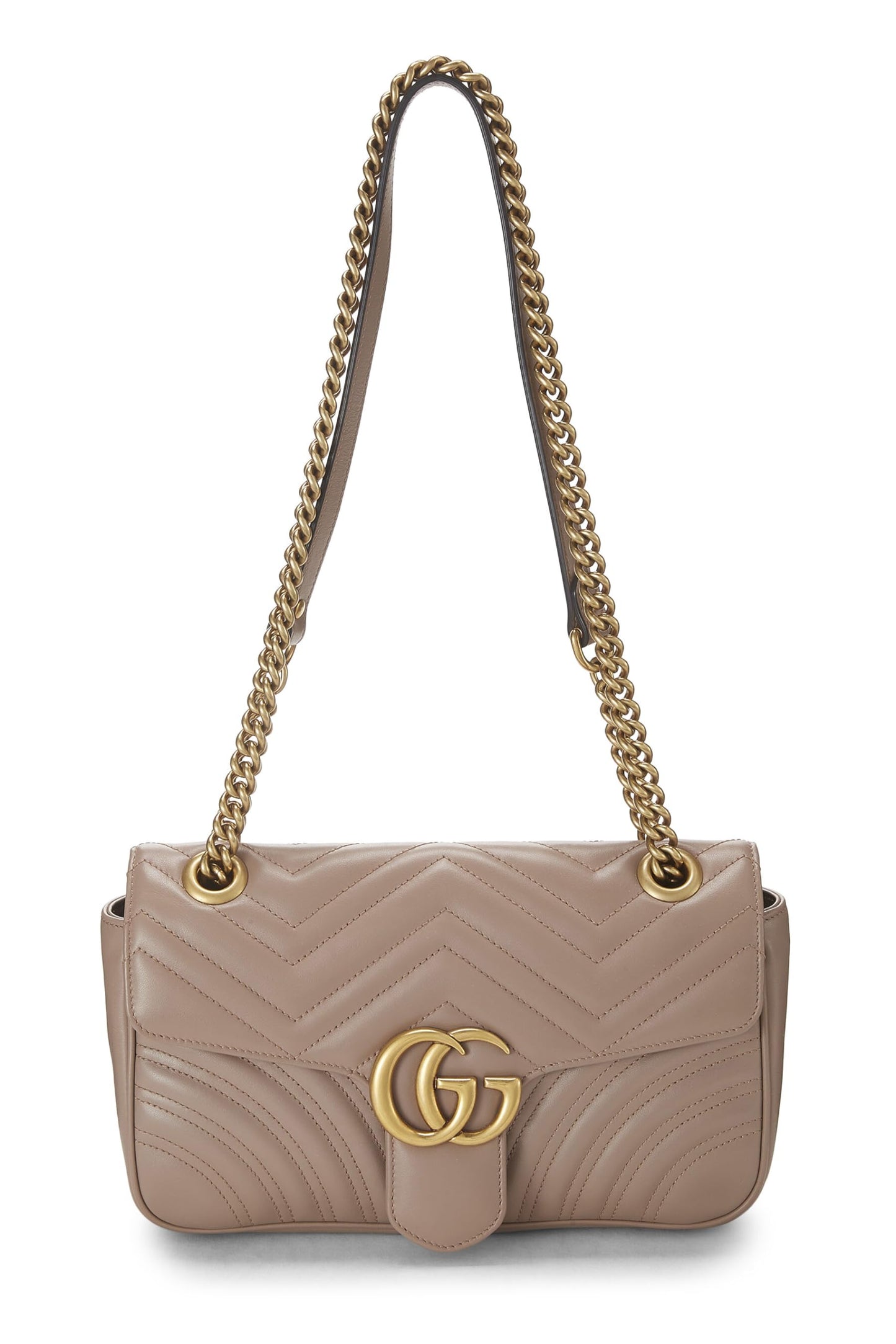 Gucci, Pre-Loved Beige Leather GG Marmont Shoulder Bag Small, Beige