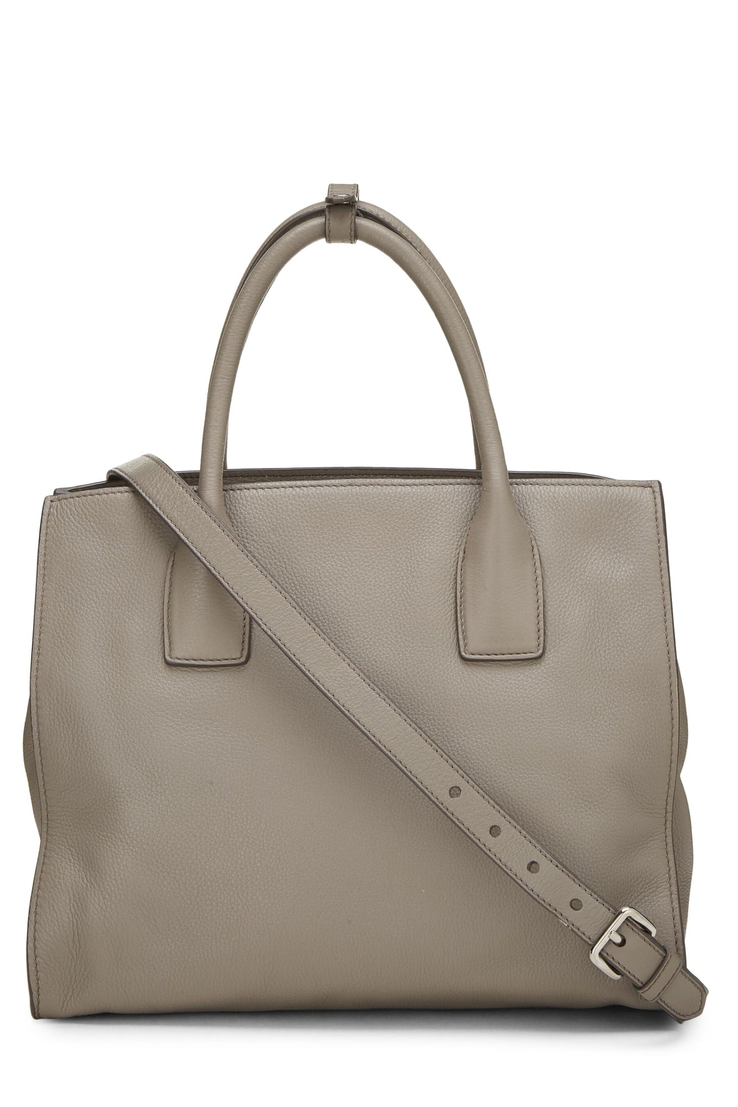 Prada, Pre-Loved Grey Vitello Daino Convertible Tote, Grey