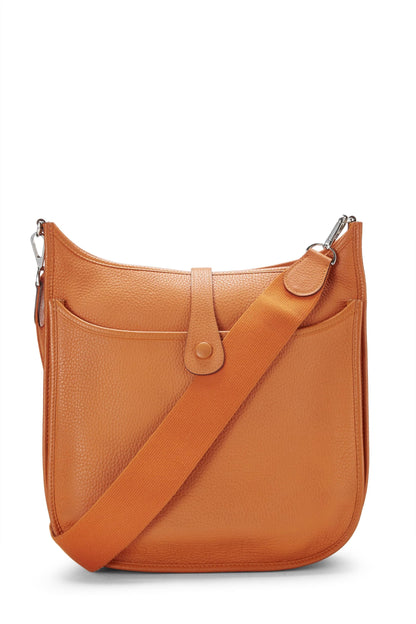 Hermès, Pre-Loved Orange Clemence Evelyne III GM, Orange