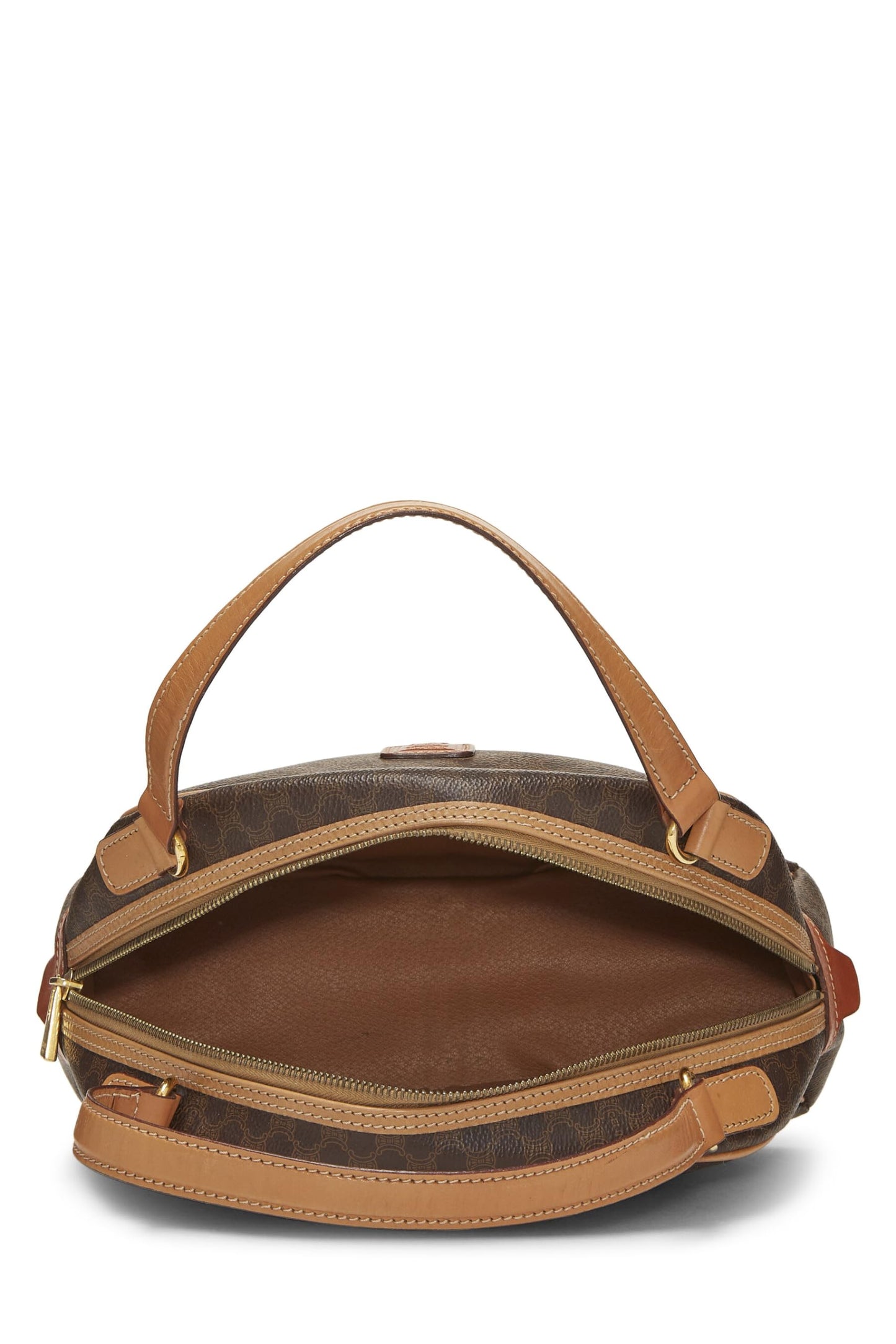 Céline, Pre-Loved Brown Coated Canvas Macadam Handbag, Brown