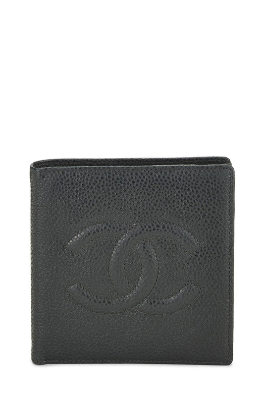 Chanel, Pre-Loved Green Caviar Timeless 'CC' Compact Wallet, Green