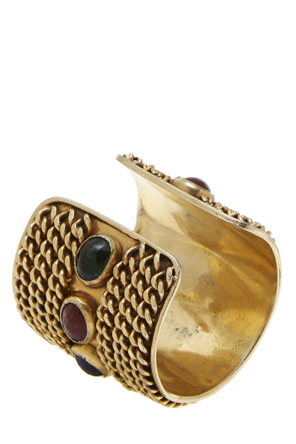 Chanel, Pre-Loved Gold & Multicolor Gripoix Cuff Bracelet, Multi