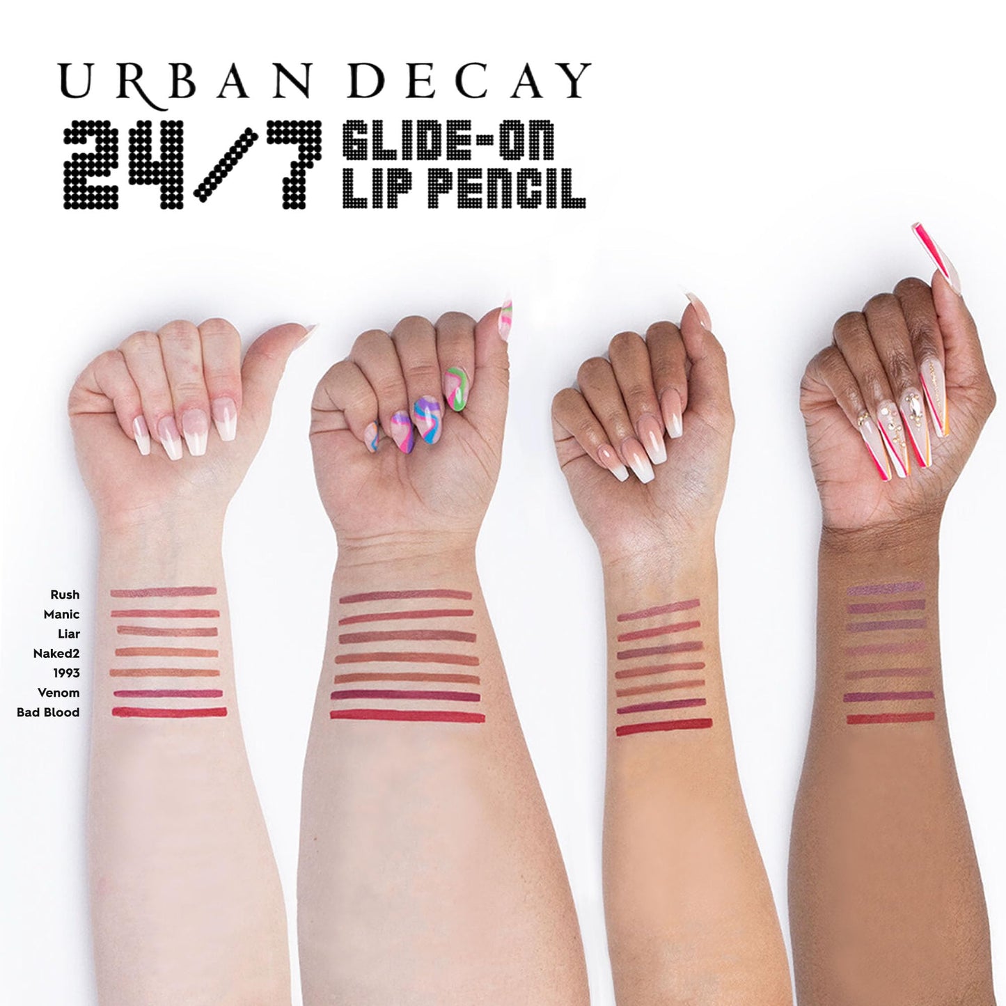 URBAN DECAY Lápiz labial impermeable 24/7 (Liar - Mauve Nude), delineador de labios de larga duración, a prueba de manchas, colores suaves y cremosos, fórmula hidratante con vitamina E - 0.04 oz