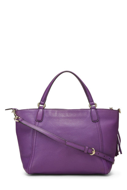 Gucci, Pre-Loved Purple Grained Leather Soho Top Handle Bag, Purple