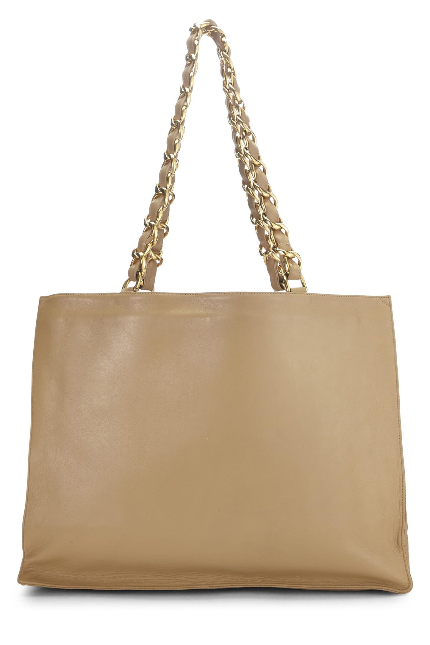 Chanel, Pre-Loved Beige Lambskin Flat Chain Handle Tote, Beige