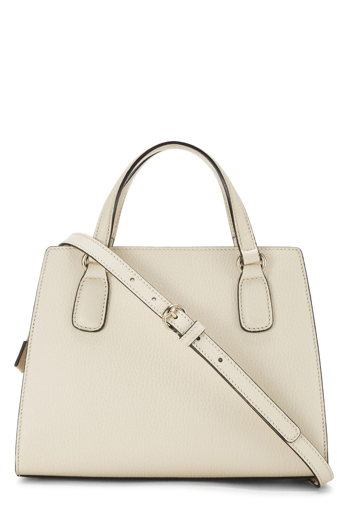 Gucci, sac à main Soho en cuir grainé crème d'occasion, blanc