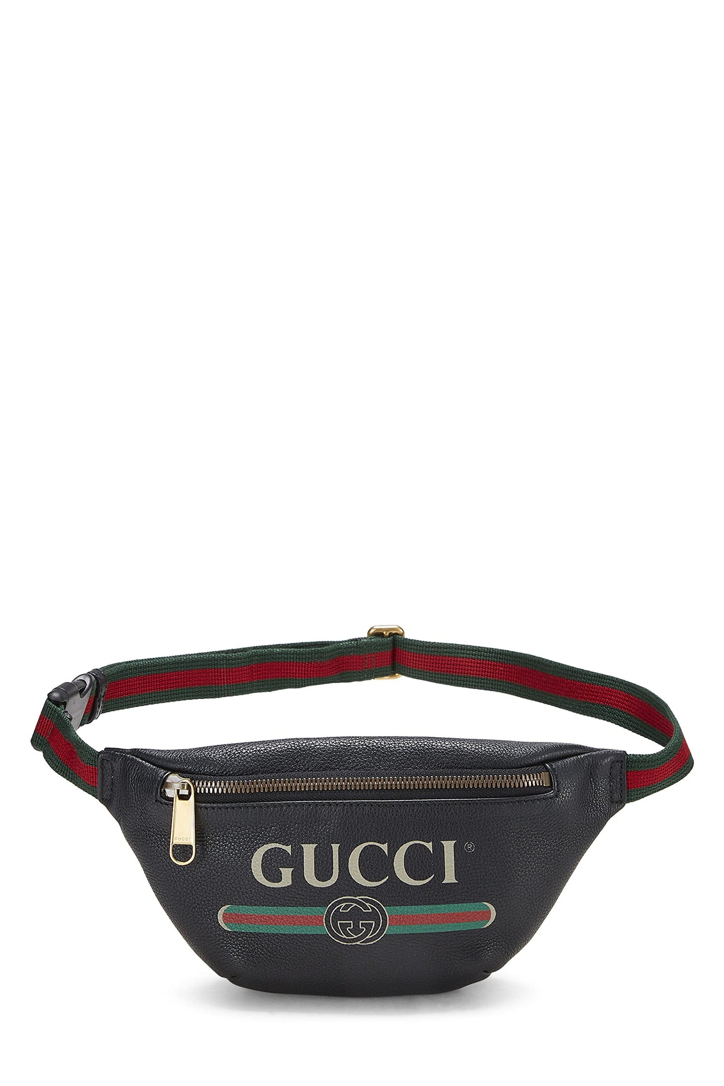 Gucci, Pre-Loved Black Leather Logo Print Belt Bag Small, Black