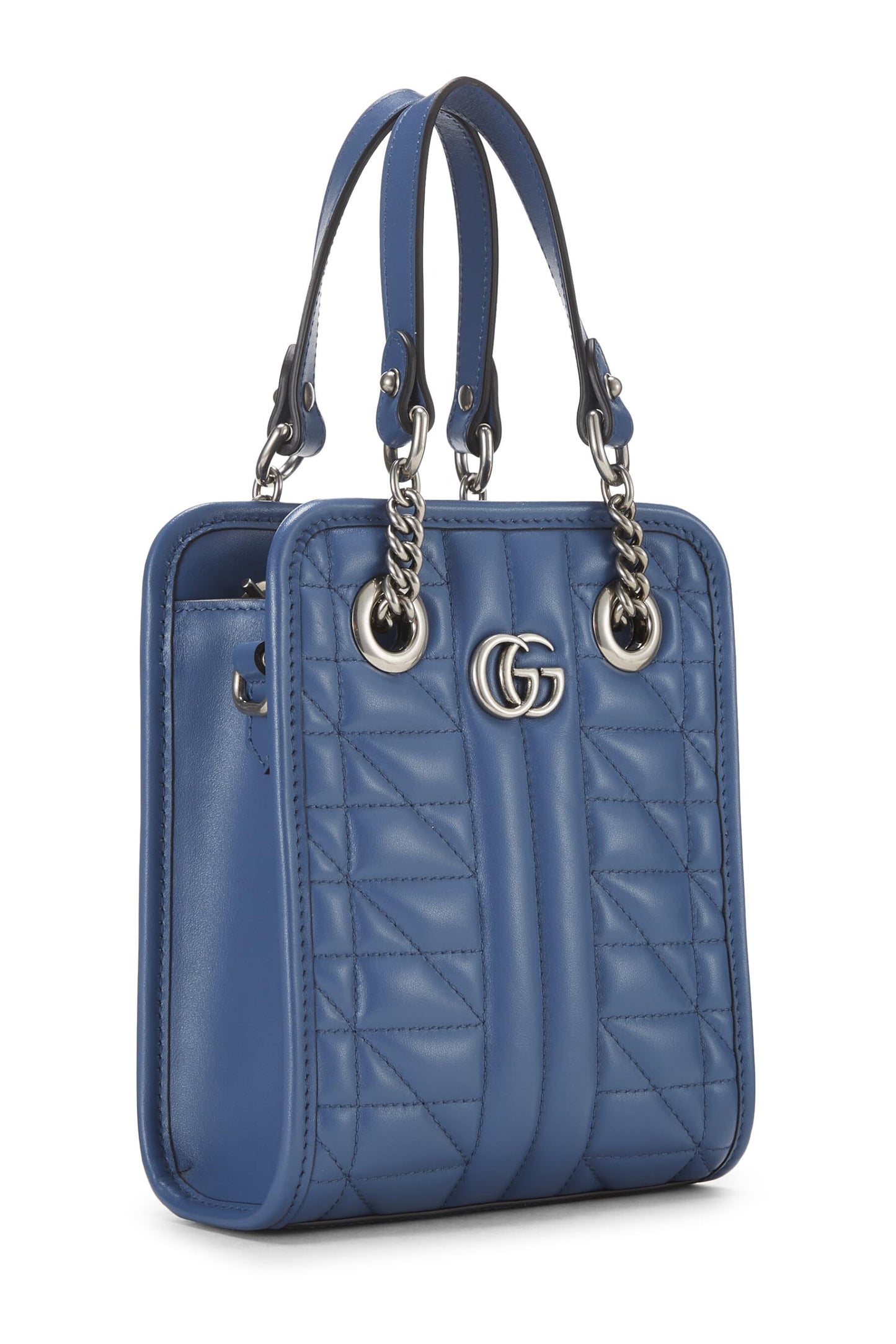 Gucci, sac à bandoulière convertible GG Marmont en cuir bleu d'occasion, bleu