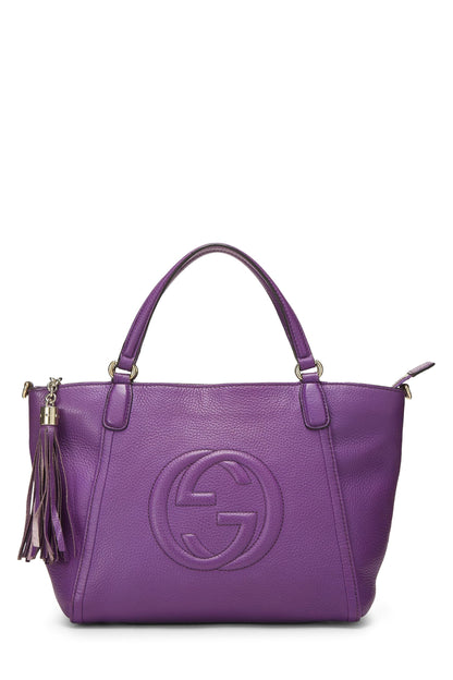 Gucci, sac à main Soho en cuir grainé violet d'occasion, violet