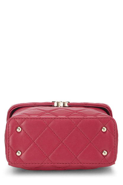 Chanel, sac à main en cuir d'agneau matelassé rose, petit modèle, d'occasion